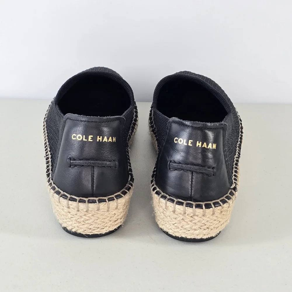 Cole Haan Cloudfeel Stitchlite Espadrille Slip-On Flats Black Knit Size 5.5